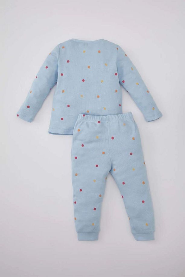 Kız Bebek Pijama Takım Meyve Desenli Uzun Kollu Waffle Üst Beli Lastikli Uzun Alt B7745a524sp - 4