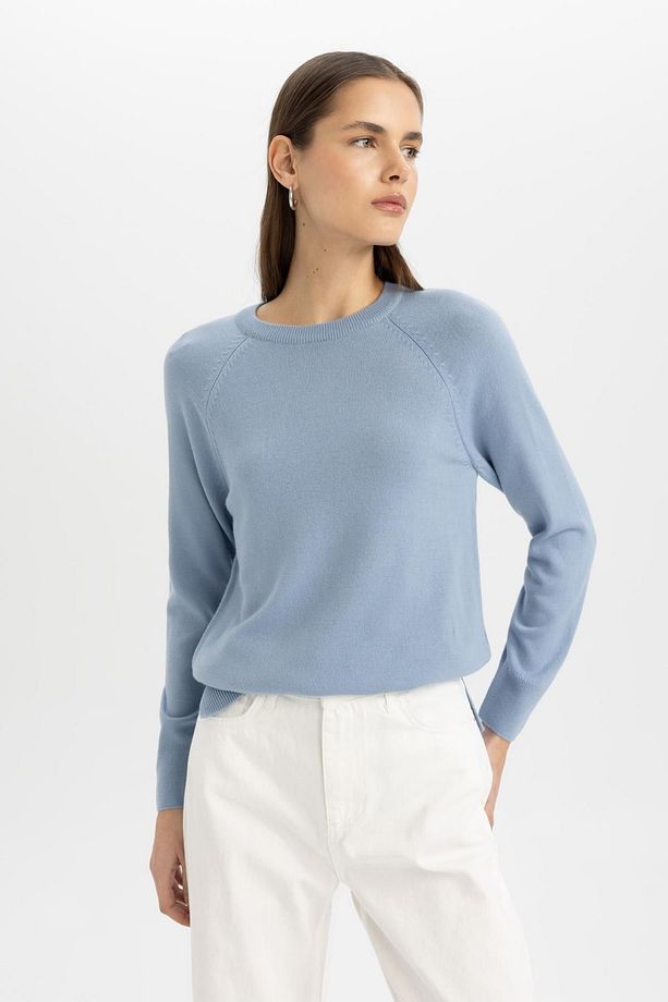Regular Fit Yumuşak Dokulu Bisiklet Yaka Basic Düz Triko Kazak I6913az24wn - 4