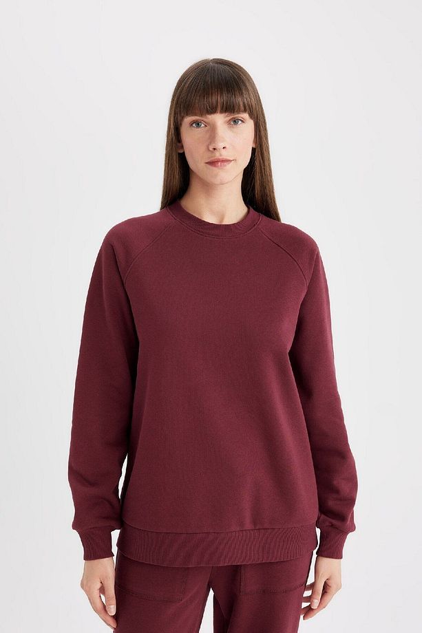 Oversize Geniş Kalıp Bisiklet Yaka Kalın Basic Düz Casual Sweatshirt V2697az24wn - 3