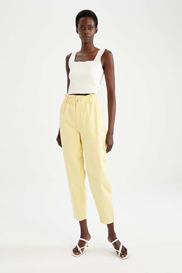 Paperbag Gabardine Trousers High Waist with Pockets Basic Straight Standard Leg S2790Az22Sp