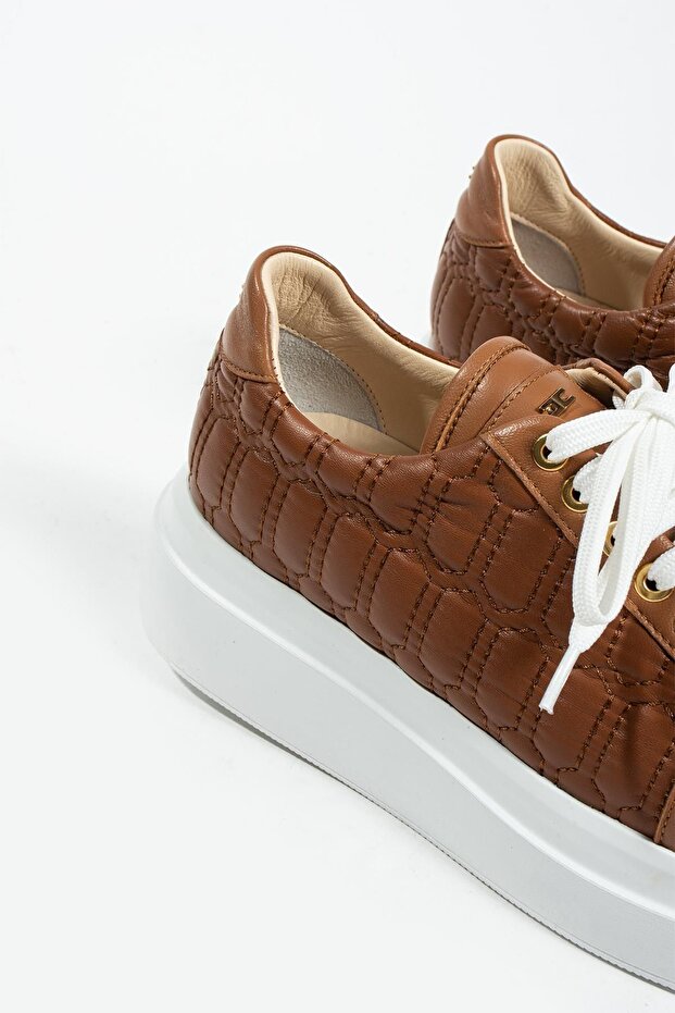 Kadın Deri Sneaker Taba - 4