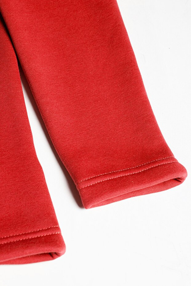 Men's Light Red Basic Plain Sweatshirt - Half Zipper - 6