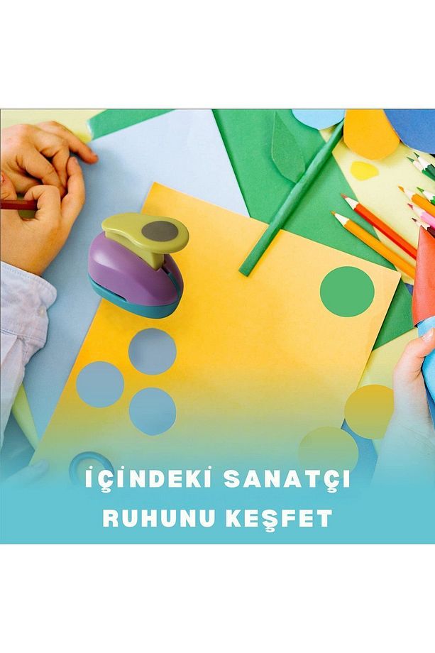 Yuvarlak Kağıt Delgeç - Kart, Dıy Ve El Işi Projeleri Için Delgeç, Karışık Renk-2.54cm-1 Inch,1 Adet - 7
