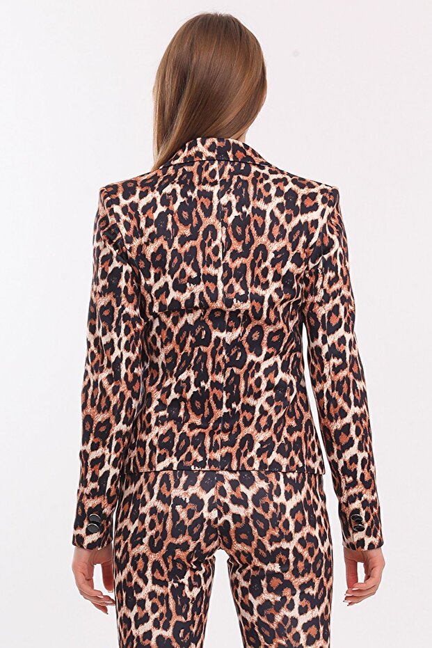 سترة نمط الفهد| Ckt31787yn أسود إكرو بني ليوبارد - 5