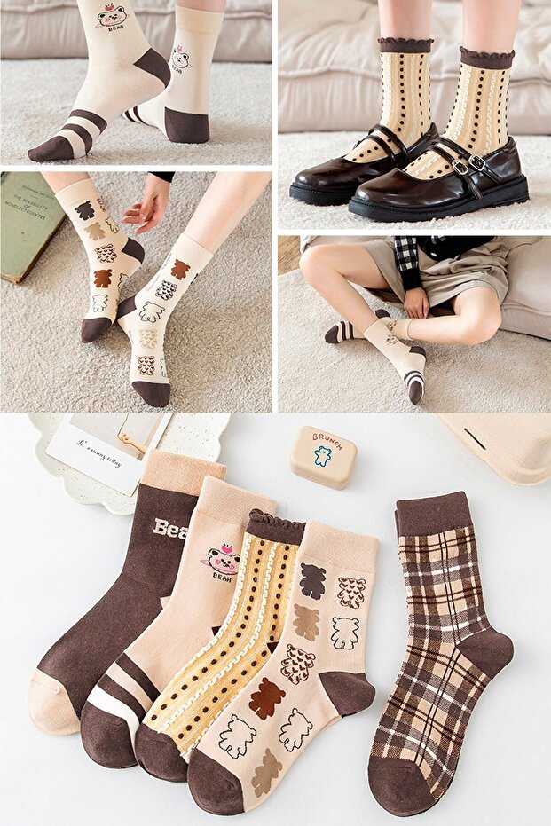 5 Pack Patterned Women's Socks