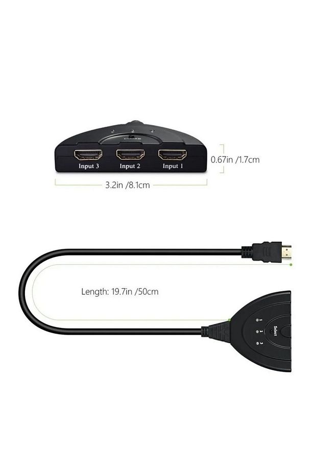 Hdmi Switch 3 In 1 Out Hdmi Giriş Çoklayıcı Port Kablolu Hdmı Otomatik Switch Çoğaltıcı Splitter - 9