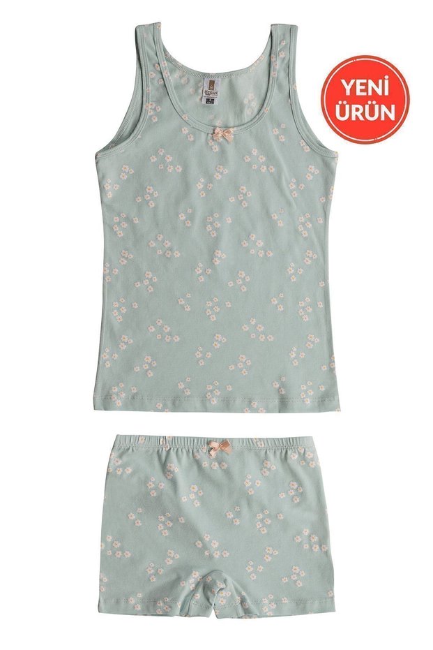 Özkan 43160 - Flexible and Comfortable Cotton Patterned Athlete Shorts for Girls, Thick Straps - Ta
