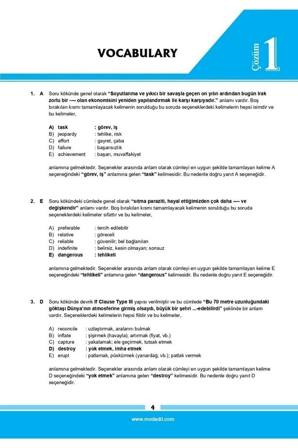 Yds Tamamı Çözümlü Modüler Soru Bankası Set - 7