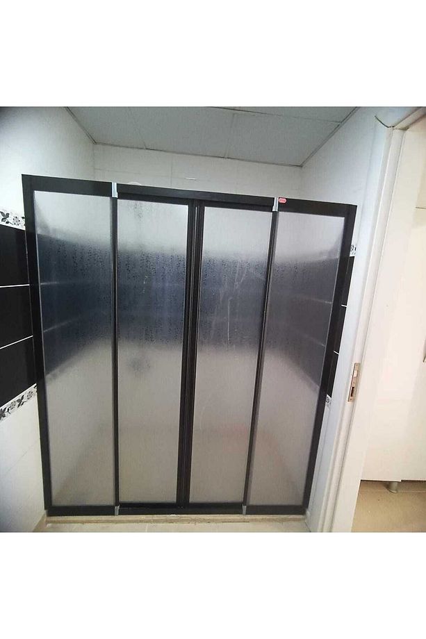 175cm Teknesiz Plastik Camlı Siyah Profilli Duşakabin Nd422 - 3