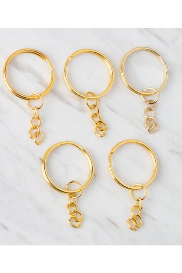 Keychain Ring 100 Pieces Gold Color with Chain – Keychain