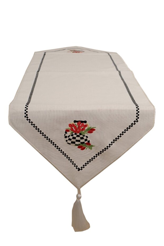 Mackenzie White Black Embroidered Runner