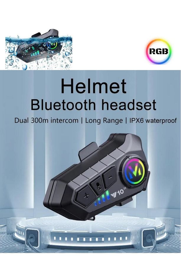 300 Mt Intercom 2 Eşleşmeli Kask Kulaklık Y-10pr Su Geçirmez Bluetooth Motosiklet Intercom Kulaklık - 3