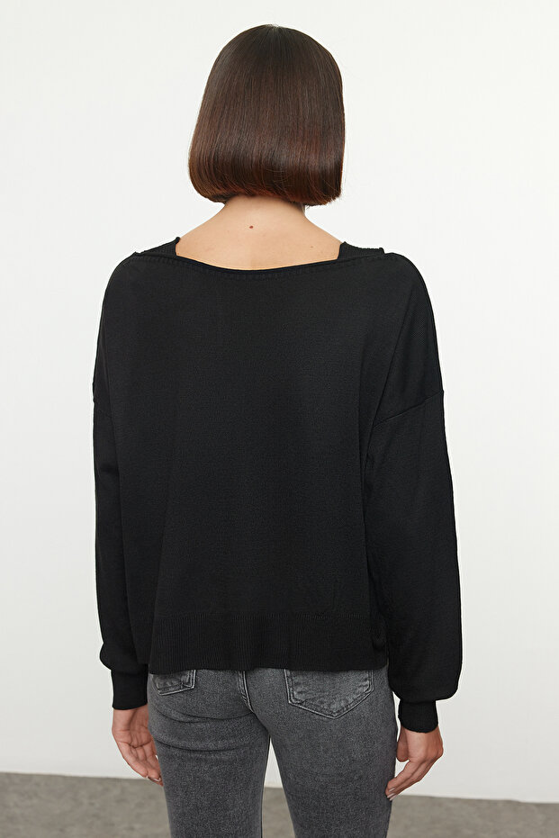 Schwarzer Pullover-Blusen-Doppelanzug Strickpullover TWOAW25KZ00353 - 5