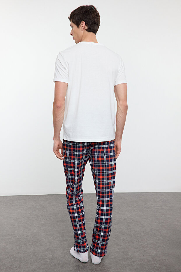 Ekru Regular Fit Baskılı Örme Couple/Çift %100 Pamuklu Erkek Pijama Takımı TMNAW25PT00048 - 6