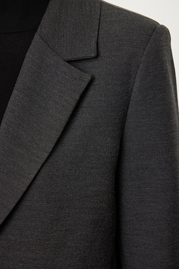 Siyah Poliviskon Basic Dokuma Blazer Ceket TWOAW23BC00132 - 4