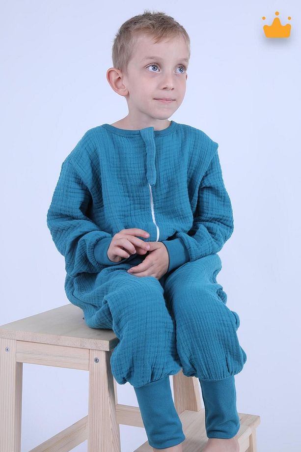 2-8 Yaş 1 Tog 4 Katlı Müslin Çocuk Uyku Tulumu Unisex Uzun Kollu Uyku Tulumu - 4