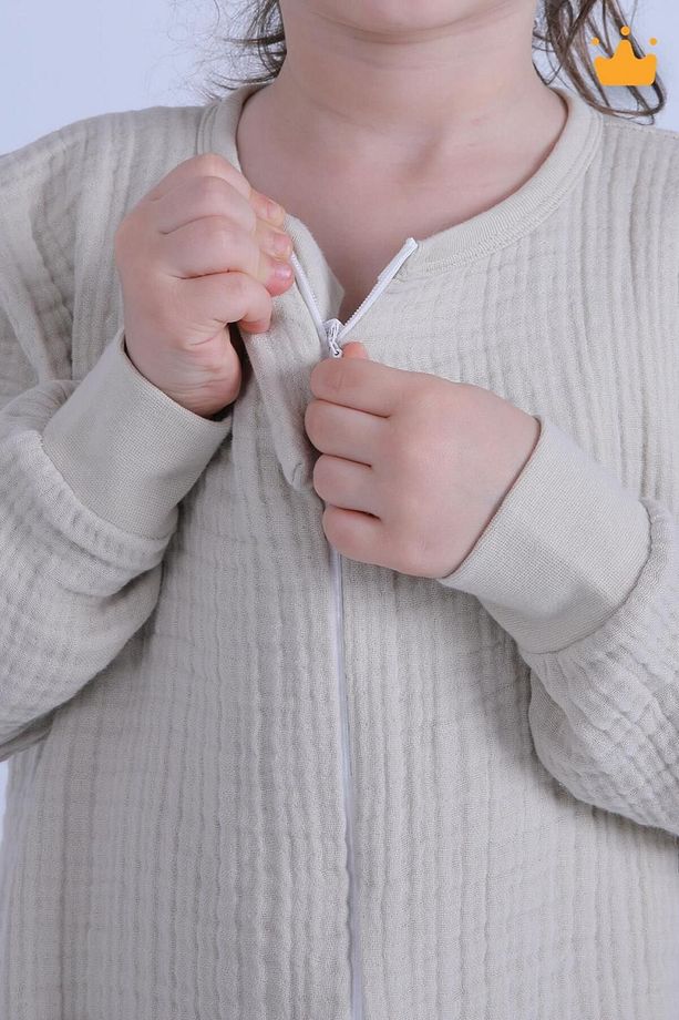 2-8 Yaş 1 Tog 4 Katlı Müslin Çocuk Uyku Tulumu Unisex Uzun Kollu Uyku Tulumu - 6