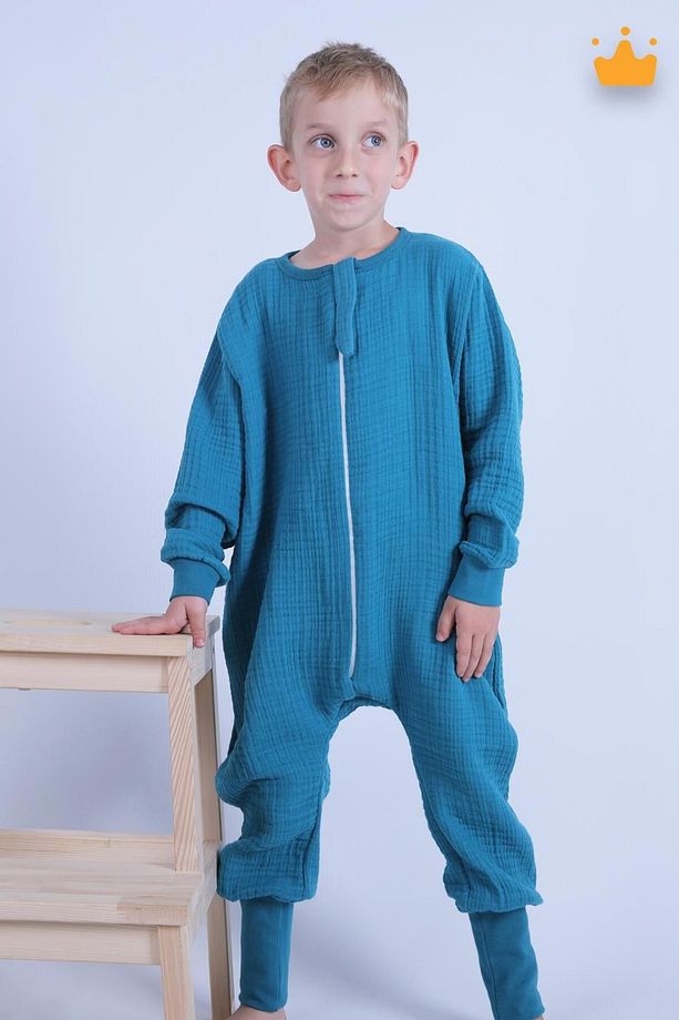 2-8 Yaş 1 Tog 4 Katlı Müslin Çocuk Uyku Tulumu Unisex Uzun Kollu Uyku Tulumu - 1