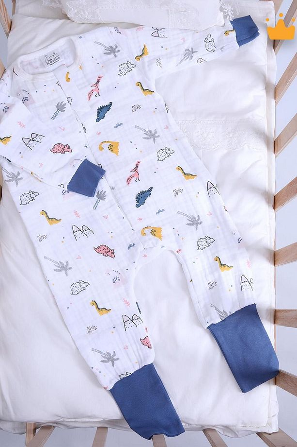 2-8 Yaş 1 Tog 4 Katlı Müslin Çocuk Uyku Tulumu Unisex Uzun Kollu Uyku Tulumu - 5