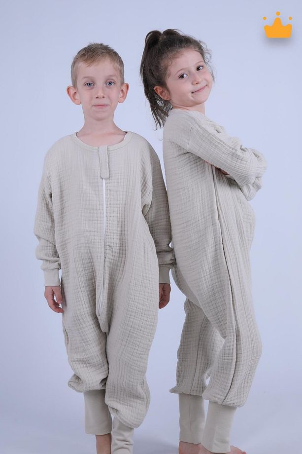 2-8 Yaş 1 Tog 4 Katlı Müslin Çocuk Uyku Tulumu Unisex Uzun Kollu Uyku Tulumu - 5