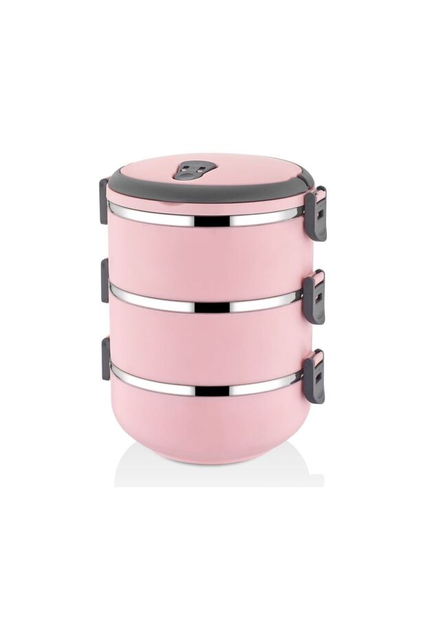 3-Layer Leak-Proof Food Thermos Expedition Bowl Storage Container Powder Pink 2.25 Liter