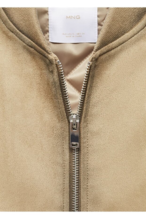 Eskitilmiş deri görünümlü bomber ceket - 7