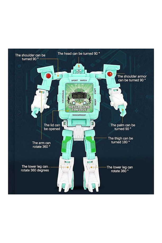 Tetris Oyunlu Transformers Robot Saat - Pastel Yeşil - 3