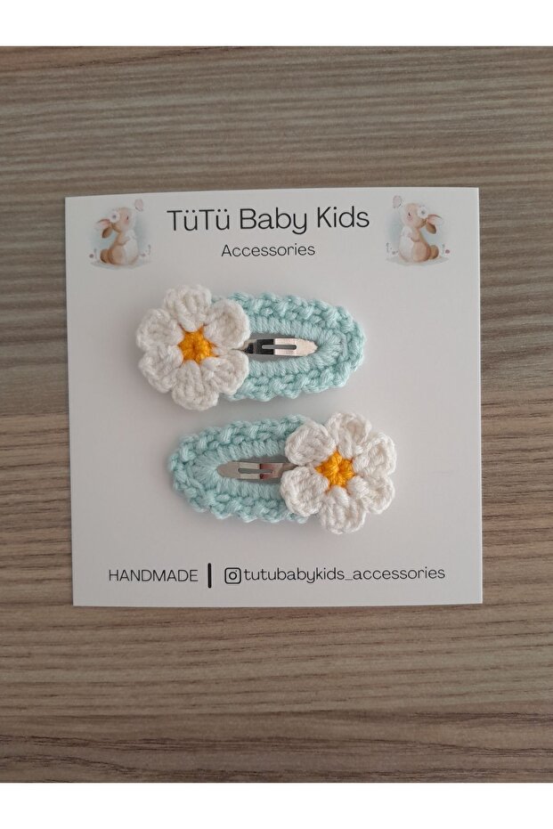 Baby and Child Daisy Figured Hand Knitted Snap Buckle Set of 2