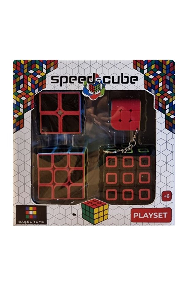Set of 4 Speed Intelligence Cube Intellect Cube Rubic Cube Set Fiber 2X2 - 3X3 - Square 3X3 - 3X3 Keychain - 6