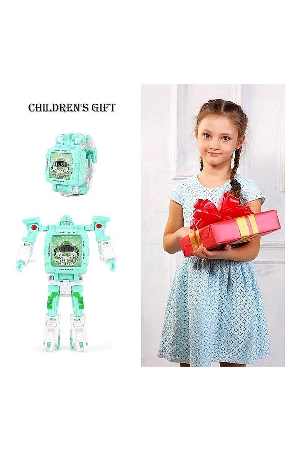 Tetris Oyunlu Transformers Robot Saat - Pastel Yeşil - 7