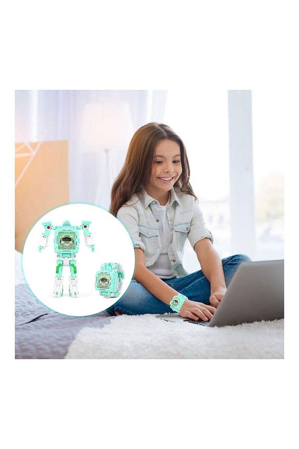 Tetris Oyunlu Transformers Robot Saat - Pastel Yeşil - 6