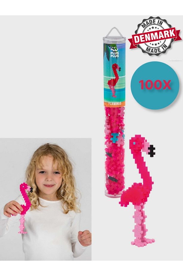 Plus - Plus Minecraft Temalı Silindir Kutuda Flamingo Lego Yapı Oyuncağı ( 100 Parça ) 4242 - 1