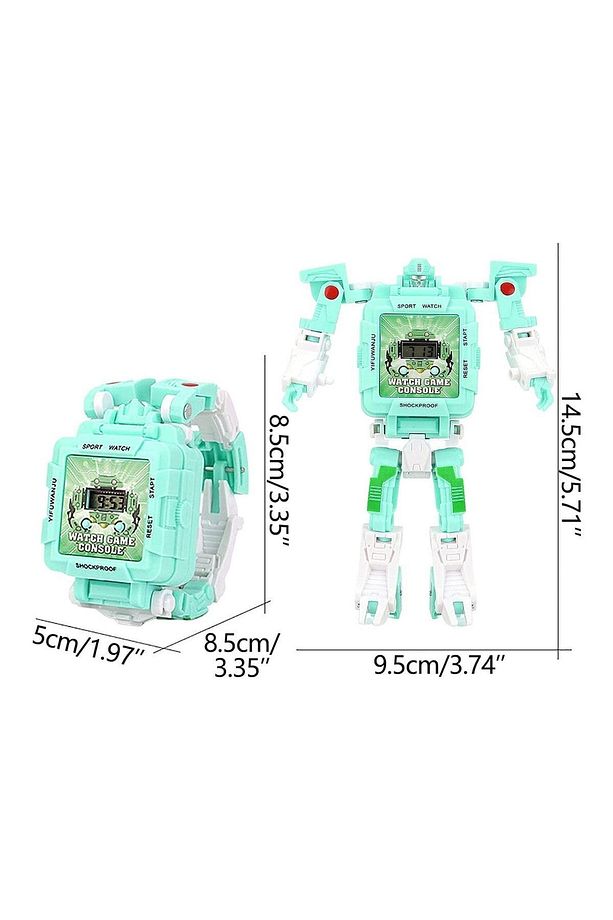 Tetris Oyunlu Transformers Robot Saat - Pastel Yeşil - 4