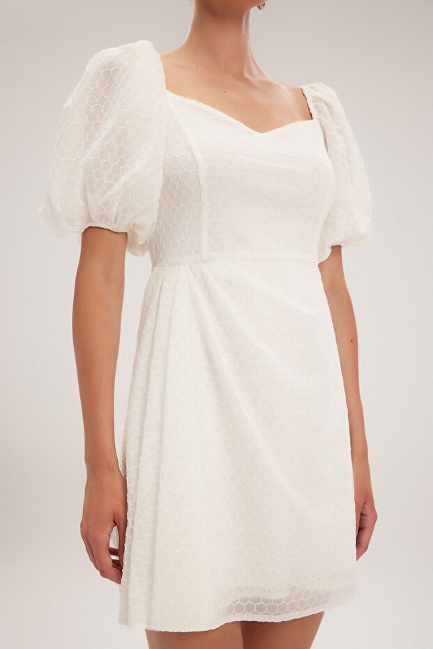 Balon Kol Mini Elbise - 5