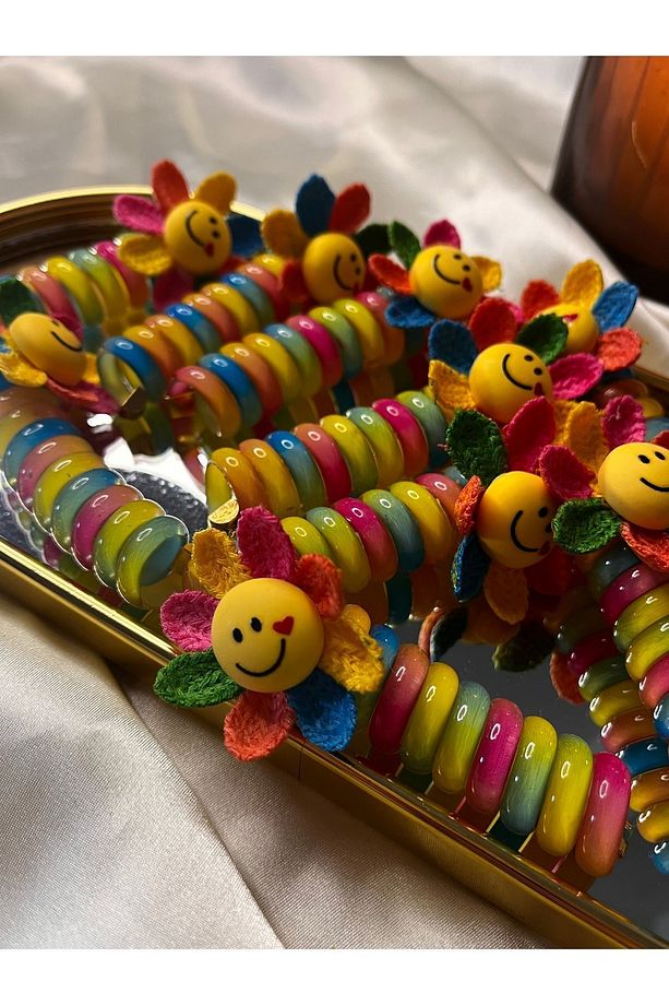 Çiçekli Gülen Güneş Yaylı Toka Spiral Çocuk Toka (tek Adet ) - 3