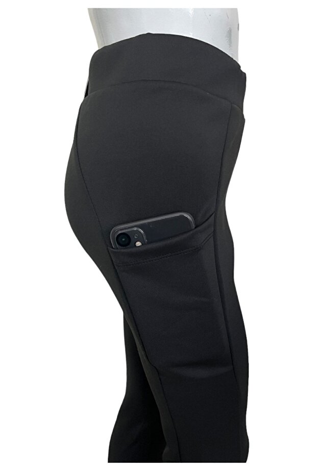 Kids Girls Black Pocket Capri Tights