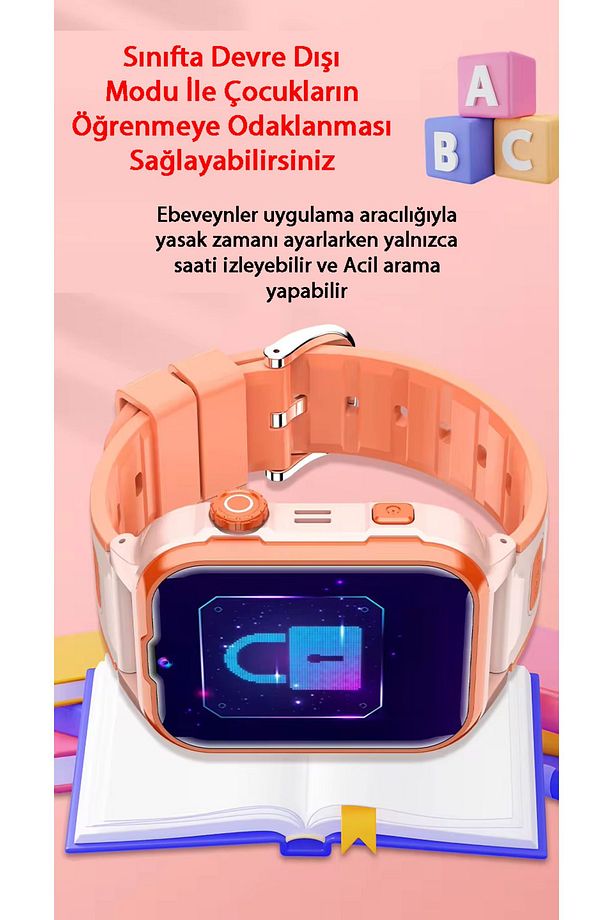 Z50 Görüntülü Görüşme Gps Wıfı Net Konum Gizli Dinleme Akıllı Çocuk Takip Saati Sim Kartlı - Turuncu - 4