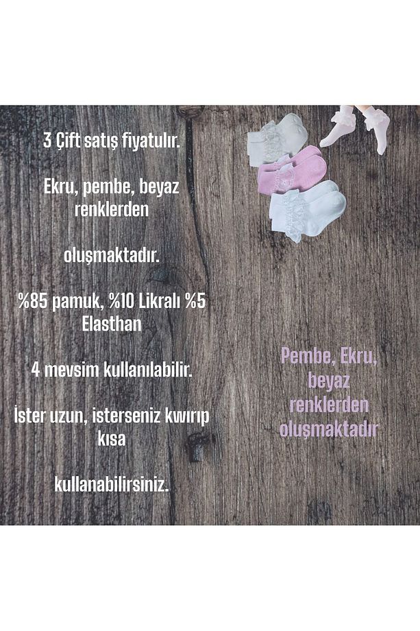 Pamuklu Dantelli Kız Çocuk Soket Çorap - 5