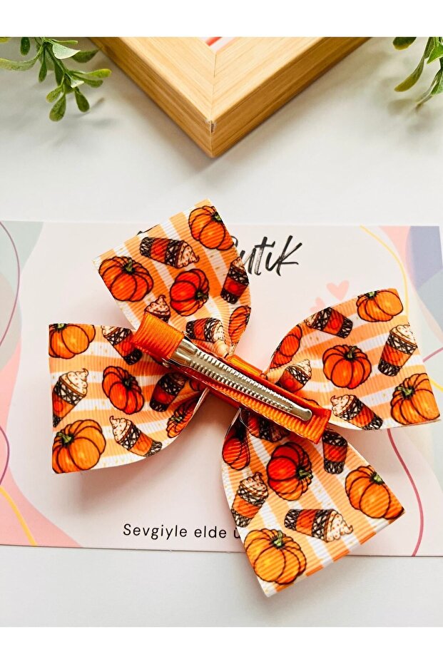 Pumpkin And Coffee Patterned Bow Buckle - 2