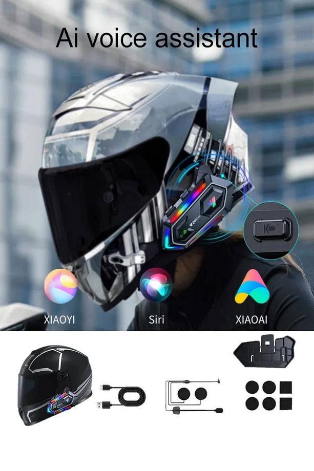 300 Mt Intercom 2 Eşleşmeli Kask Kulaklık V-20mx Su Geçirmez Bluetooth Motosiklet Intercom Kulaklık - 4