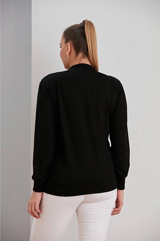 Ön Pullu Fermuarlı Esnek Örme Bomber Ceket - 5