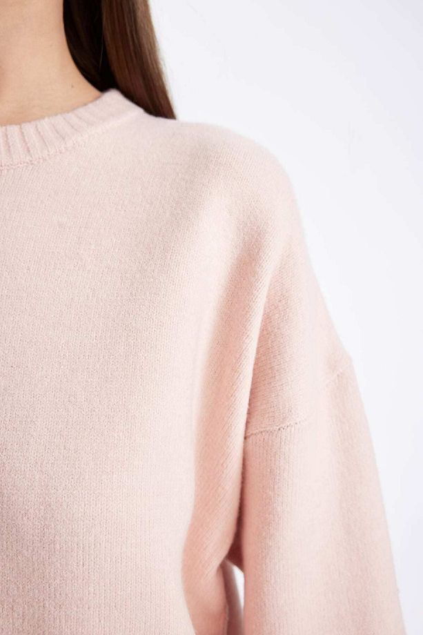 Oversize Geniş Kalıp Bisiklet Yaka Basic Düz Kazak D0036ax24wn - 4
