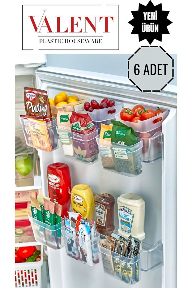 VALENT 6 Adet Buzdolabı Kapak İçi Asılabilir Düzenleyici, Mini Askılı Organizer