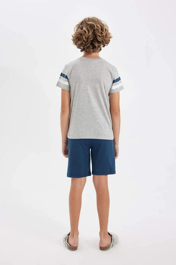 Erkek Çocuk Pijama Takımı Bisiklet Yaka Baskılı Kısa Kollu Şortlu D1210a824sm - 4