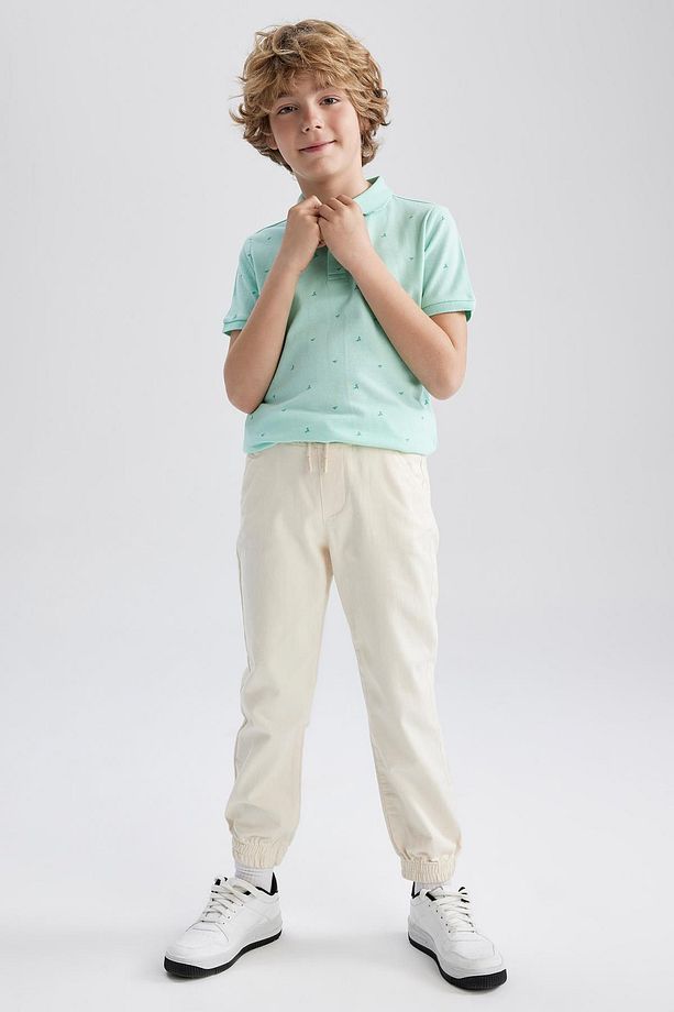 Erkek Çocuk Beli Bağcıklı Lastikli Paça Cepli Gabardin Basic Düz Jogger Pantolon Z3181a623sm - 2