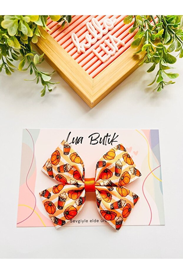 Pumpkin And Coffee Patterned Bow Buckle - 1