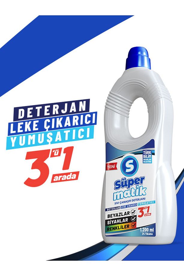 3'ü 1 Arada %100 Yerli Sıvı Çamaşır Deterjanı 1200 ml 2 Adet - 6