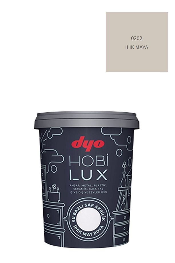 Hobilux Su Bazlı Saf Akrilik Ipek Mat Boya 0,9 Lt Hobi Boya 0202 Ilık Maya - 1