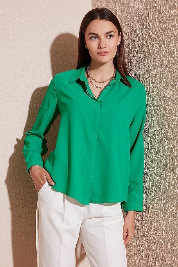 Regular Fit Arkası Uzun Yazlık Gömlek Gömlek 611bg9741 - 1