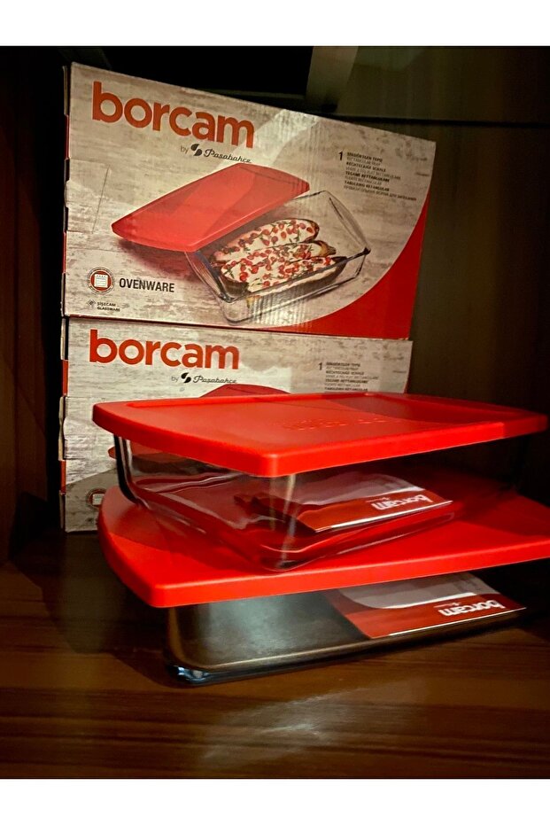 حاوية تخزين Borcam بسعة 1320 مل، قطعتان، بغطاء أحمر